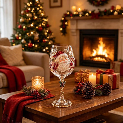 Copas de vino navideñas con relieve 3D
