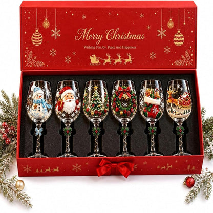 Copas de vino navideñas con relieve 3D